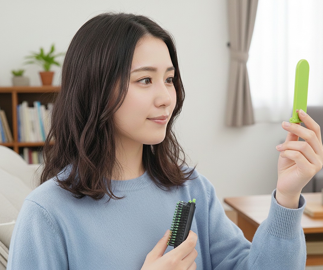 コンパクトブラシ　ミラー付き